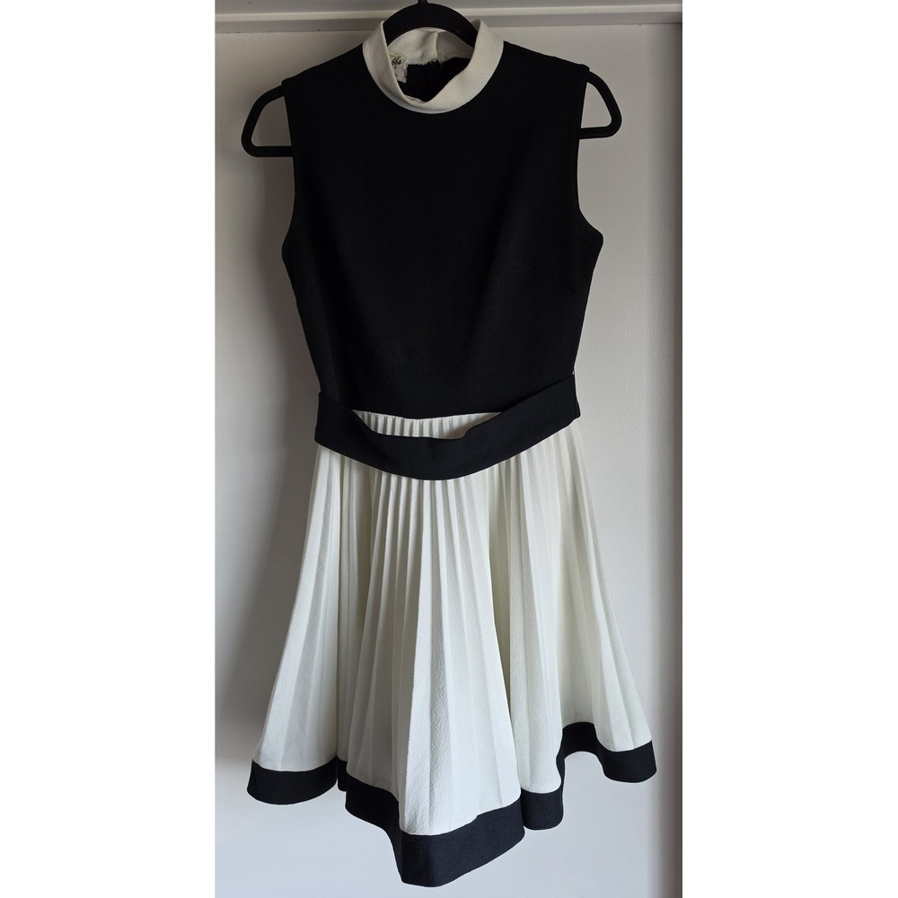 Mary Dolls Black White Collared Sleeveless Dress Vintage Midi Gown Frock